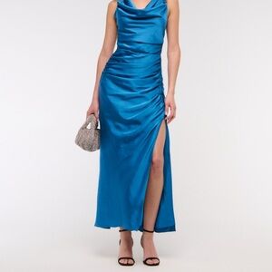 Abercrombie & Fitch blue cowl neck draped Maxi Dress